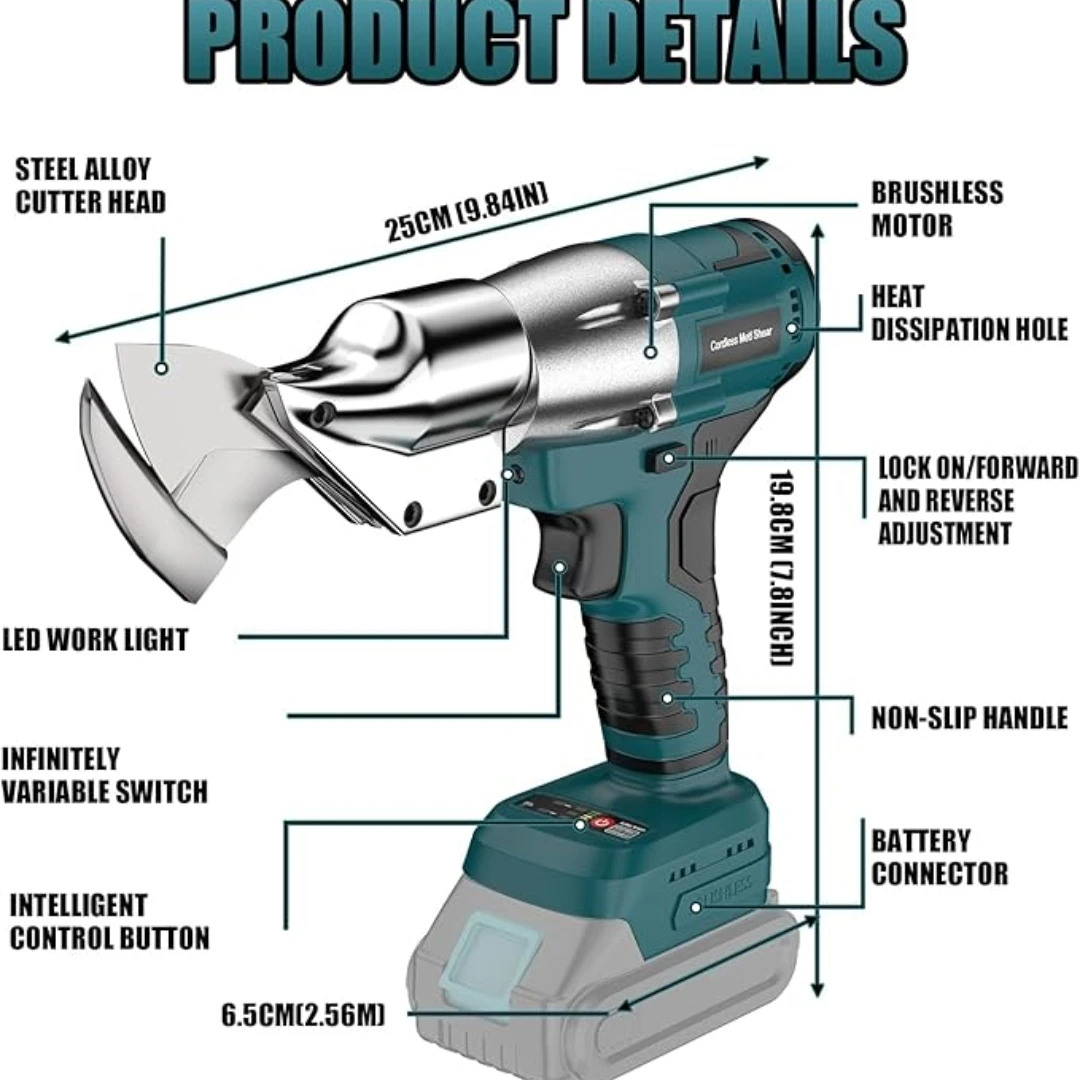 مقص حديد كهربائي لاسلكي قطع المعادن الحديد القص ورقة الكربون الصلب القاطع أدوات كهربائية لماكيتا/ديوالت/ميلووكي