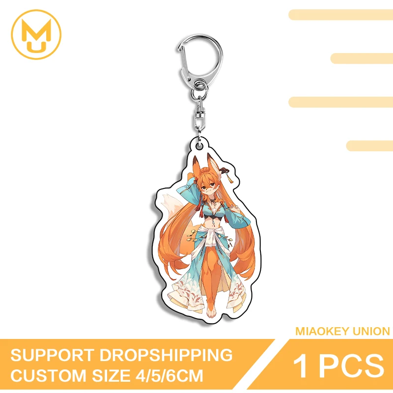 Fox Furry Beautiful Girl Fashion Amusing High Quality Double Sided Acrylic Keychain Shockproof Cosplay Costumes DIY Props