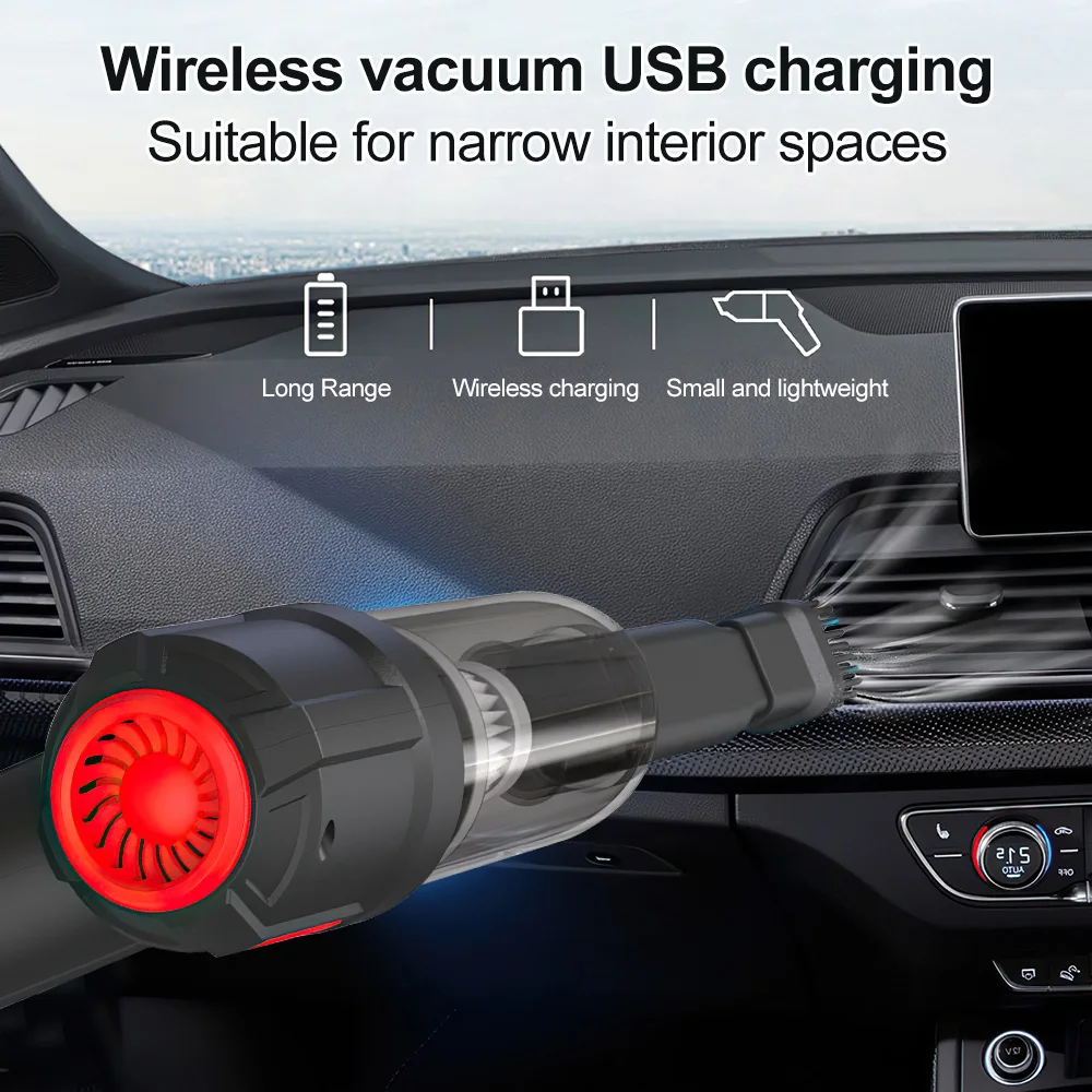 Imagem -02 - Aspirador de pó Portátil sem Fio Espanador de ar Portátil Molhado e Seco Mini Ventilador de ar Elétrico Apto para Carro Sofá Computador Teclado 9000pa