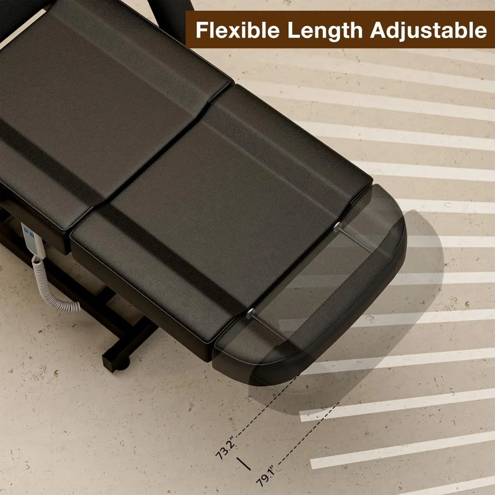 طاولة تدليك كهربائية قابلة للتعديل 21 - 33 بوصة، الطول 73 - 79 بوصة كرسي وشم قابل للتعديل #6