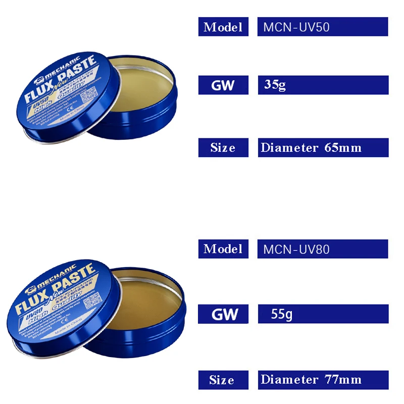 MECHANIC LEAD-Free Soldering Flux UV10/UV50/UV80 No-Clean Solder Welding Paste for Mobile Phone PC PCB SMD Chip BGA Repair Tools