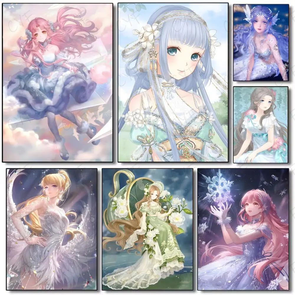 Game Dressup Miracle Nikki Poster Painting Wall Art Mural for Living Room Home Decor and Gifts