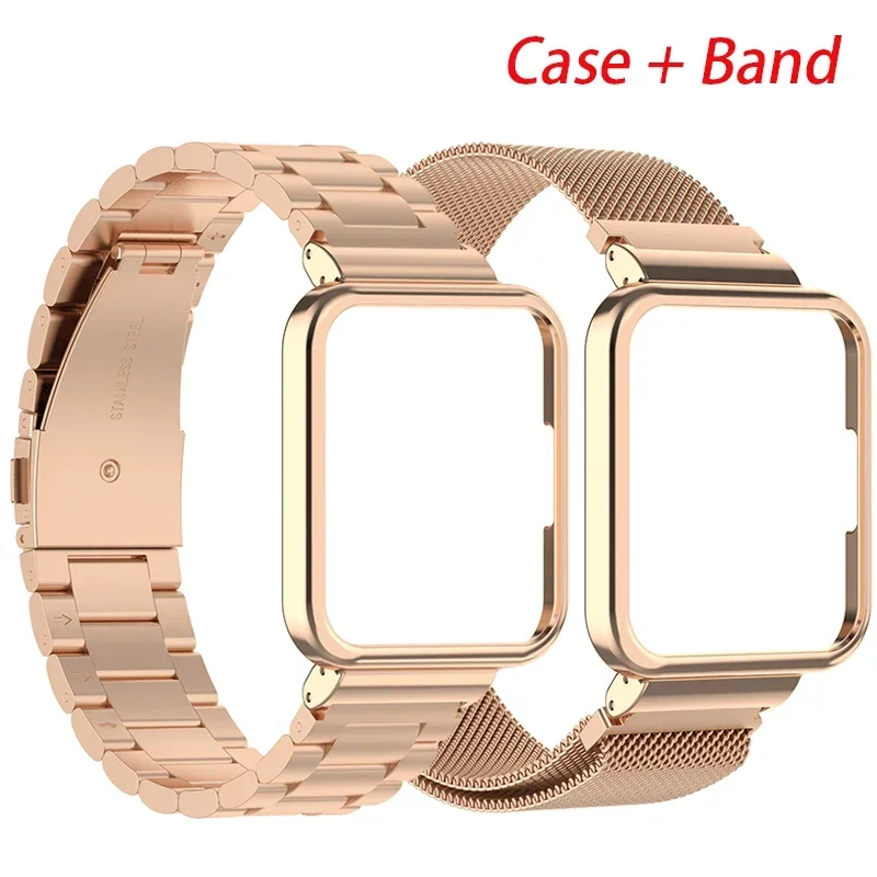 Pulseira de laço magnético para Redmi Watch 2 Lite, Strap Case Protector para Redmi Watch 3 Active Band, Xiaomi Watch Lite Metal Cover