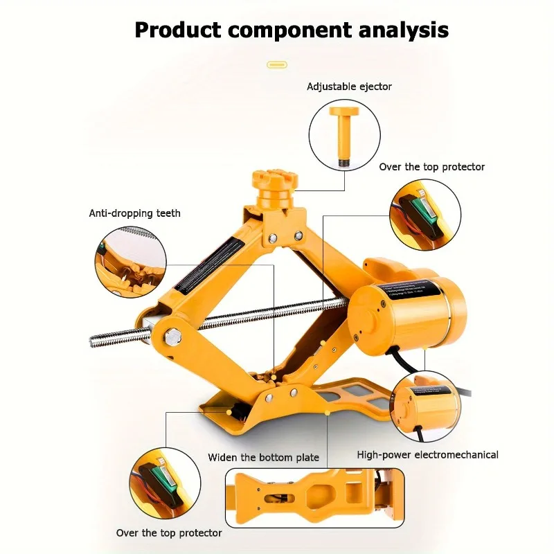 12V Electric Scissor Car Jack 3 Ton Load Capacity Portable Auto Lift Kit With Hydraulic Stand 17cm Min Height For SUV Sedan