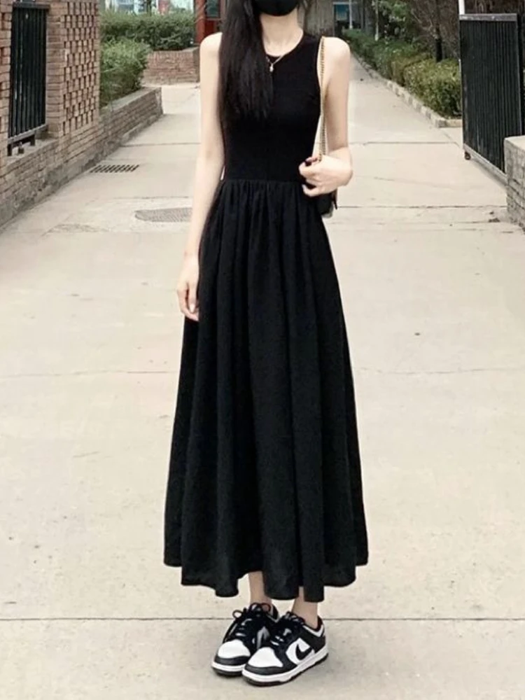 Sukienka Damska Retro Francuski Styl Casual Midi Streetwear Jednolita Stylowa Elegancka Sukienka na Imprezę Elegancka Linia A Podstawowa Uniwersalna