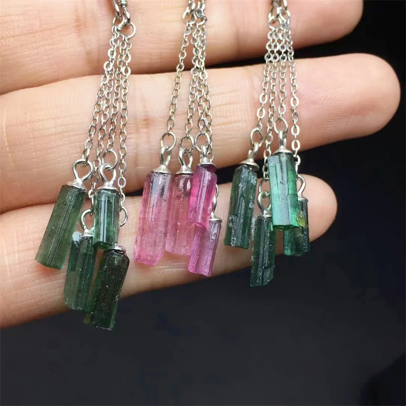 S925 Natural Clear Tourmaline Eardrop Fashion Elegant Hoop Earring Women Jewelry Party Present 1pair