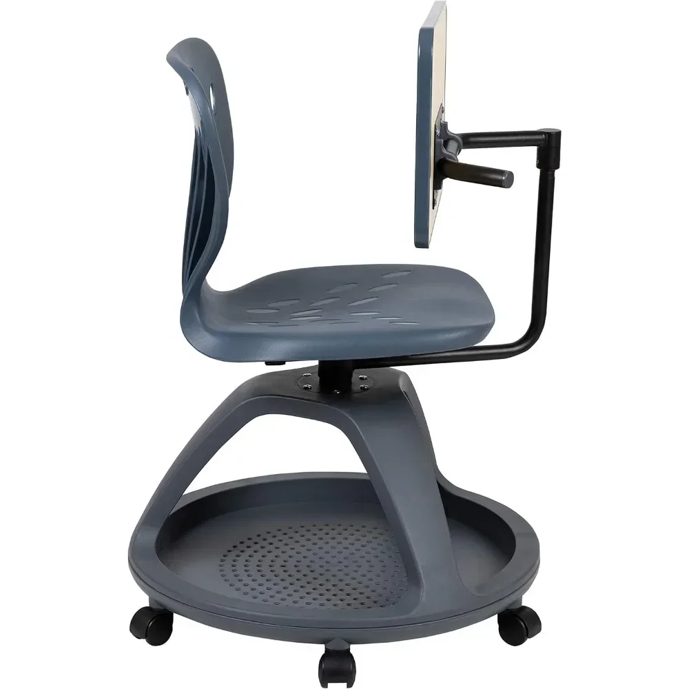 Mobile Desk Chair com Armazenamento Cubby, Rotação 360 ° Tablet