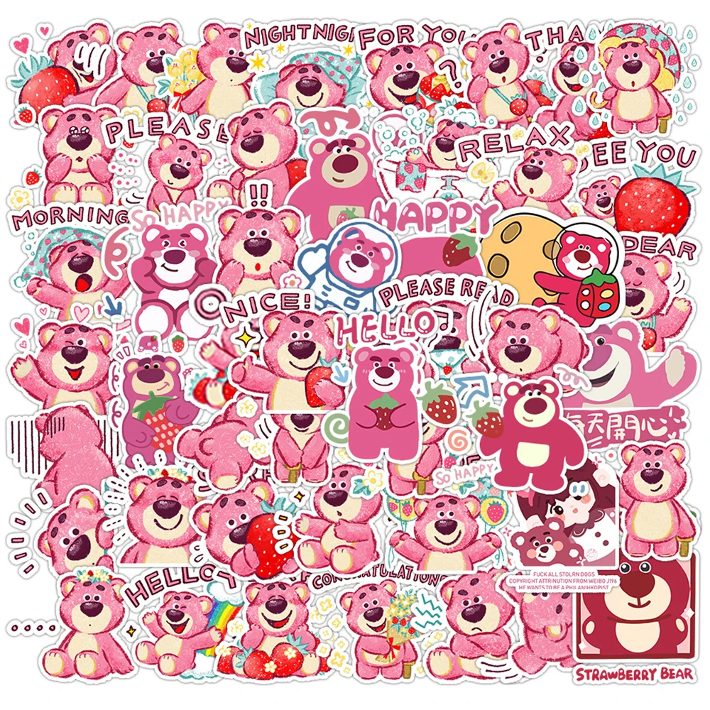 10/30/50pcs Cute Cartoon Pink Lotso Huggin Bear Stickers Aesthetic Anime Decal Toy DIY Diary Laptop Car Graffiti Sticker for Kid