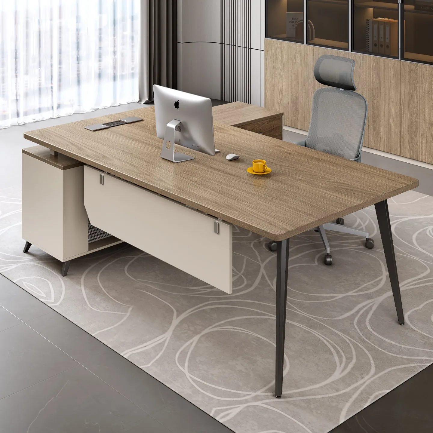 Light luxury high-end desk, simple modern office atmosphere, high-end desk