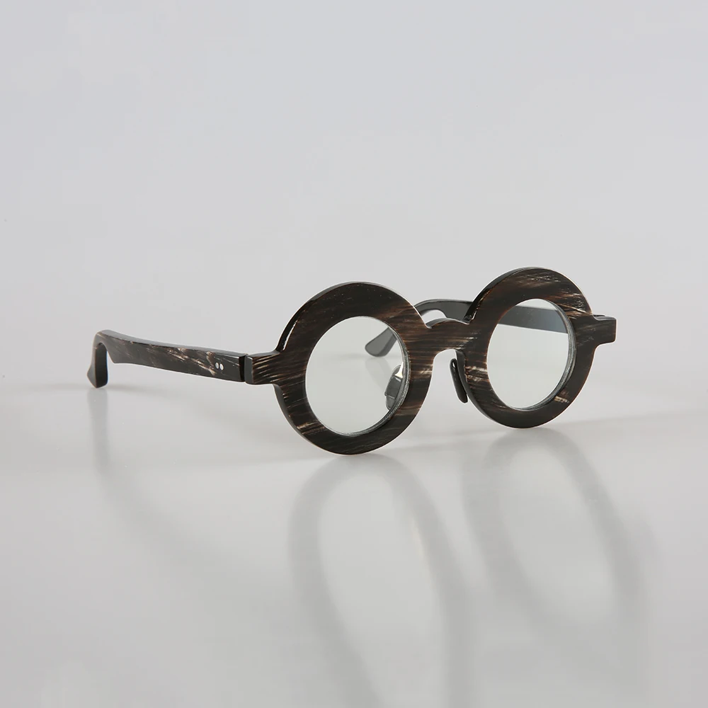 Women Eyeglass Frames Unique Vintage Round Retro Optical Lenses Stripes Handmade Buffalo Horn Pescription Man's Glasses Frames