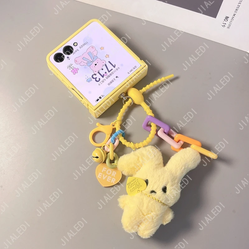Urocze etui na telefon z zawieszką w kształcie pluszowego królika do Samsung Galaxy Z Flip 8 7 6 5 4 3 Flip6 ZFlip7 7FE — zdjęcie produktu 6