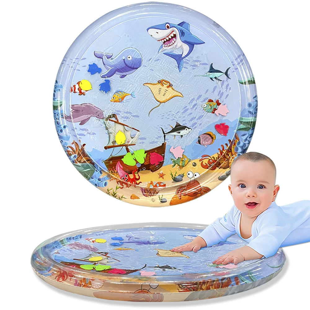 

1pc round shark inflatable water pad PVC baby game pad toddler toddler early education activity toy pad children's gift