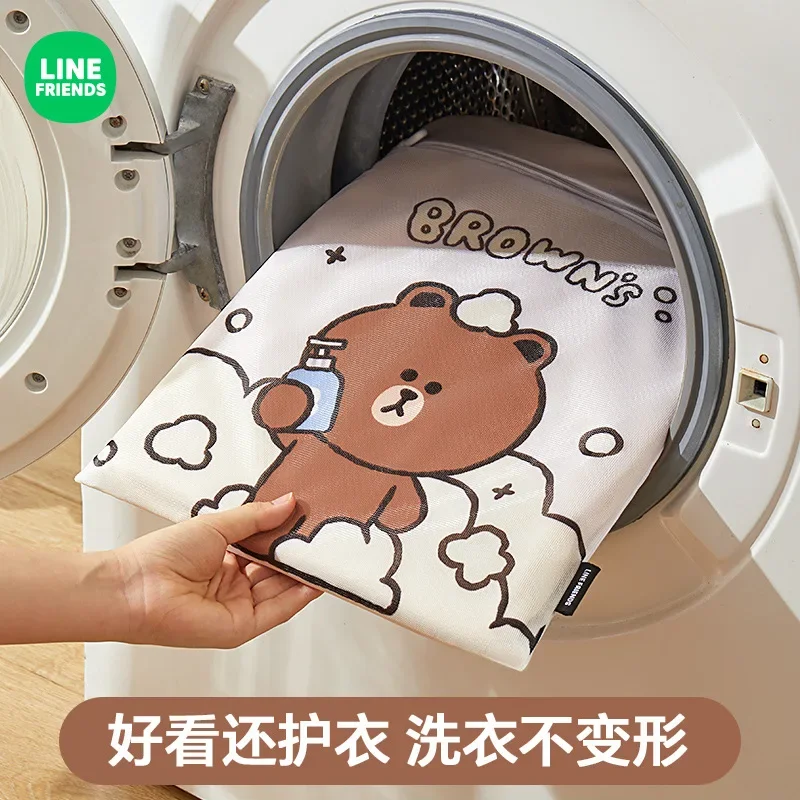 Line Friends Brown Cartoon Anti-deformation Thickened Fine Mesh Underwear Clothing Washing Bag Anime Kawaii Travel Storage Bag