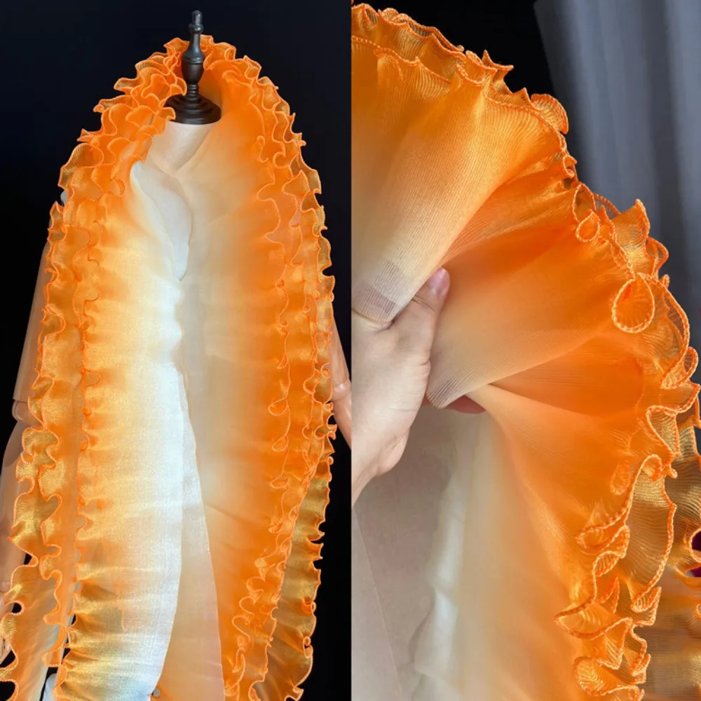 

2 Yard Flounce Wave Lace Fabric Fashion 12cm Wide Pleat Mesh Organza Ruffle Dress Accessories Gradient Color