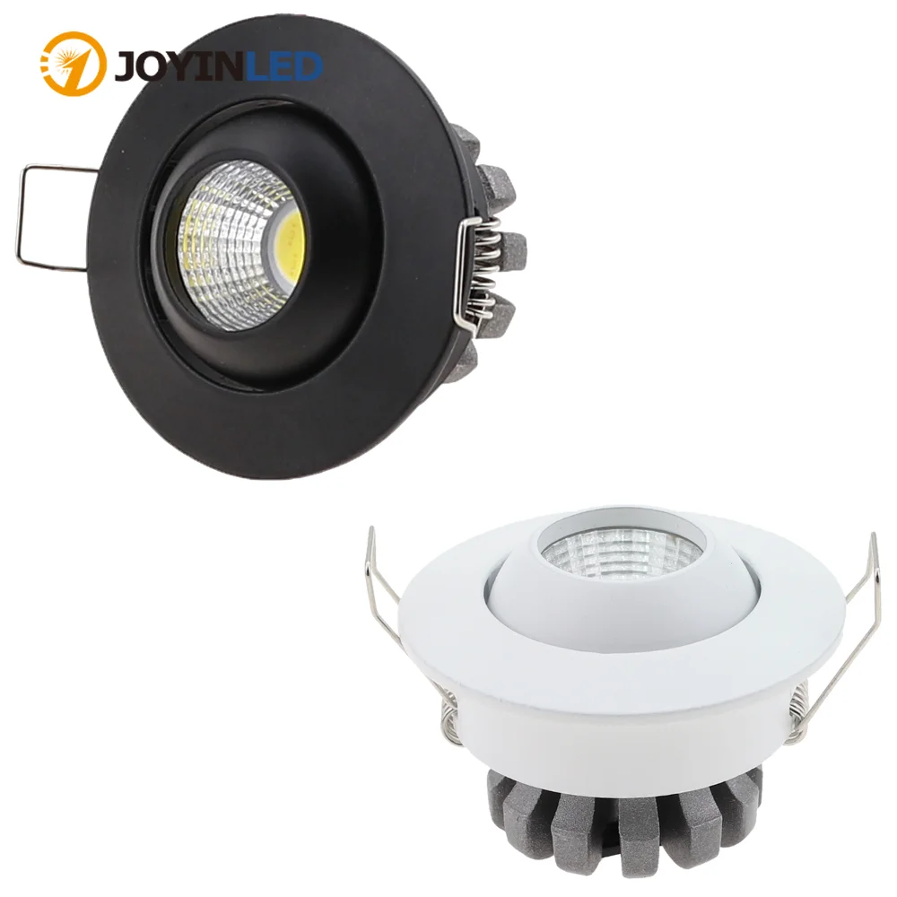 

3W Adjustable Angle Led Mini Spotlight Downlight COB AC90-260V DC12V Round Square Ceiling Light for Indoor Lighting