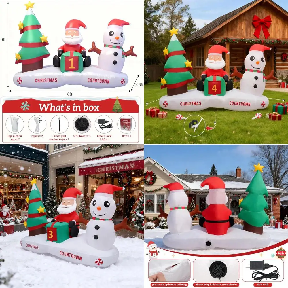 

6-футовые надувные праздничные украшения со светодиодной подсветкой: рождественская елка, Санта, снеговик для наружного и внутреннего использования