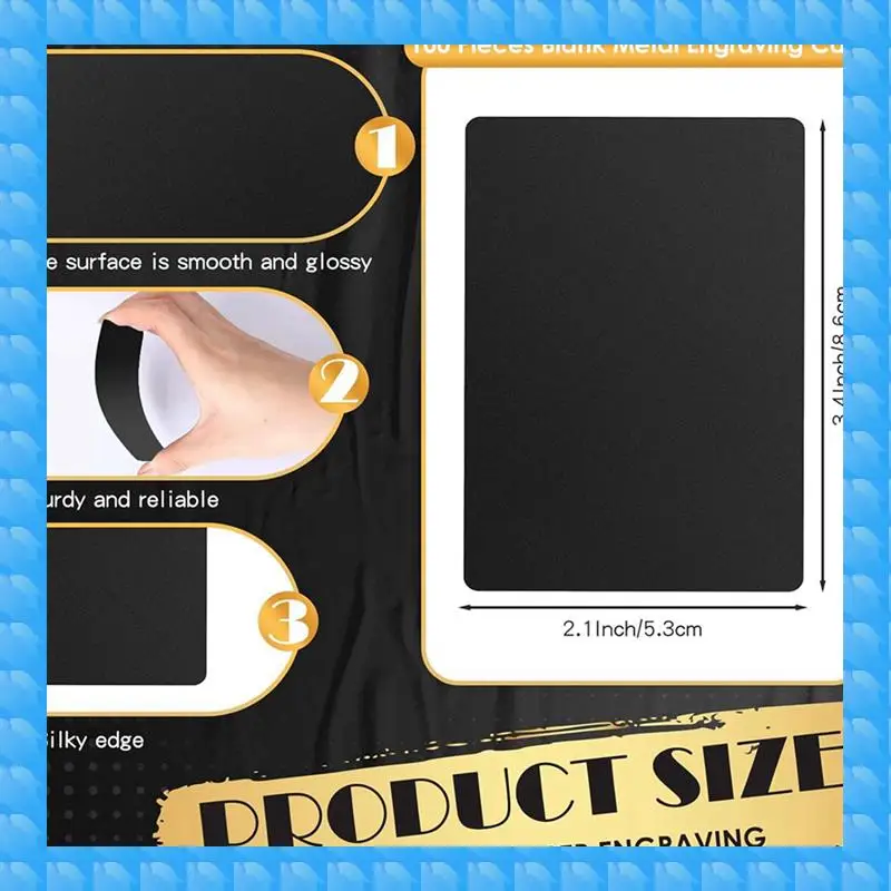 ETRT 200 Pcs Metal Engraving Blanks Aluminum Sheet Laser Engraving Business Card Engraving DIY Gift Cards, Gloss Black