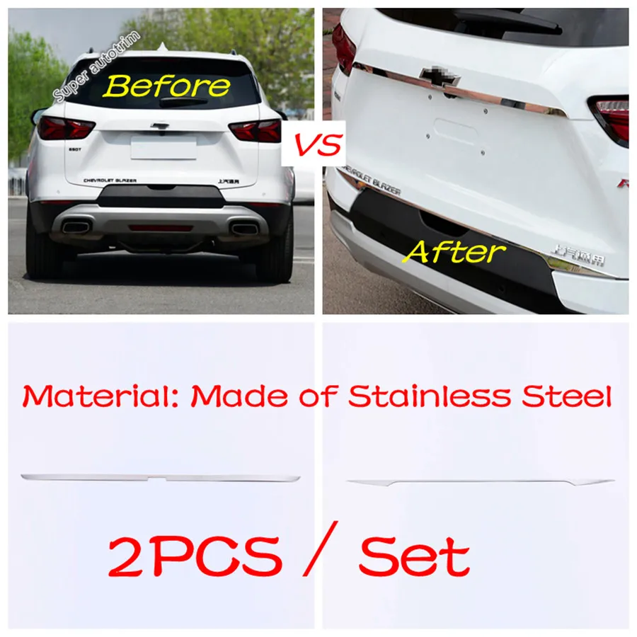 Stainless Steel Exterior Parts Rear Trunk Steamer Lid Cover Tailgate Boot Back Strip Trim Fit For Chevrolet Blazer 2019 - 2022