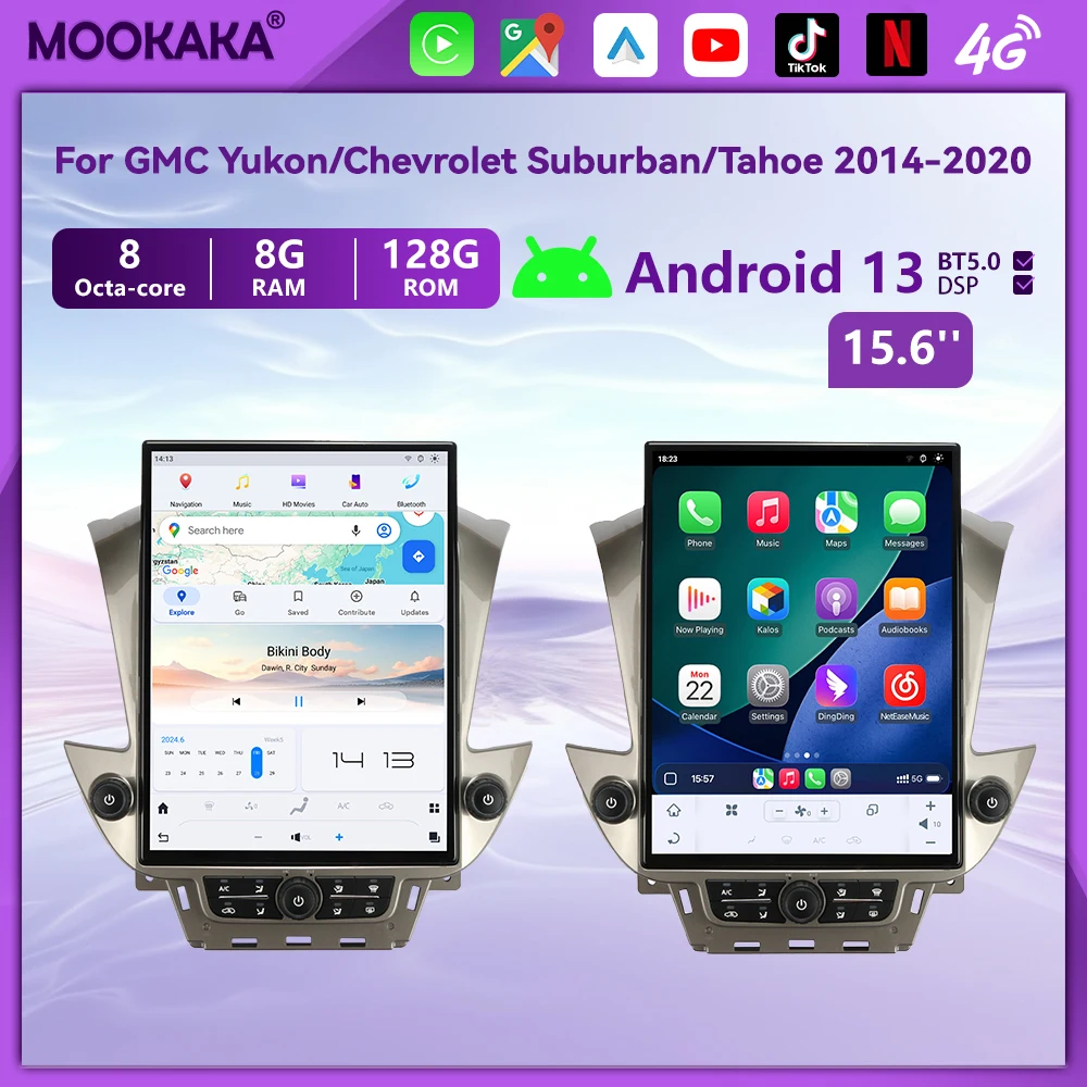 

Автомобильный радиоприемник для GMC Yukon/Chevrolet Suburban/Tahoe 2014-2020 Android Carplay GPS Navi Мультимедийный плеер Auto Audio Head Uint BT