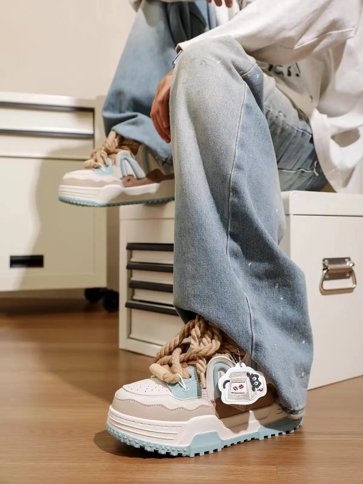 2026 New Model Q-AND Skateboarding shoes casual shoes niche design hemp rope shoelaces height increasing casual versatile