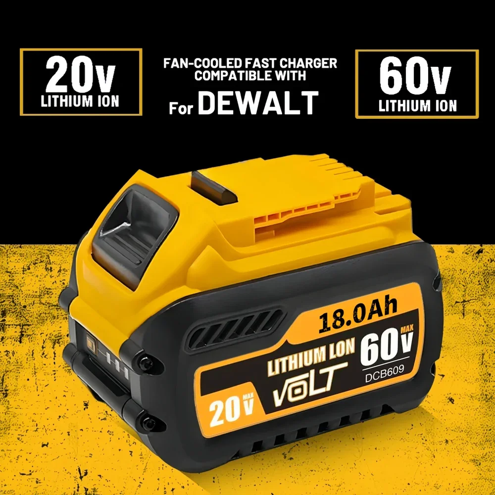 High Capacity 18Ah Lithium-Ion Battery Pack for DeWalt 20V/60V Tools DCB205 DCB609 DCB547-XJ DCB200 DCB201 - Fast Charging Power