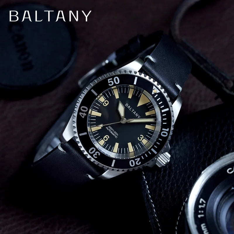 Baltany S3026 Auto Vintage Dive Watch 42mm Retro Military Mens Rugged Glowing 200M Waterproof Daily Outdoors Everyday Wear
