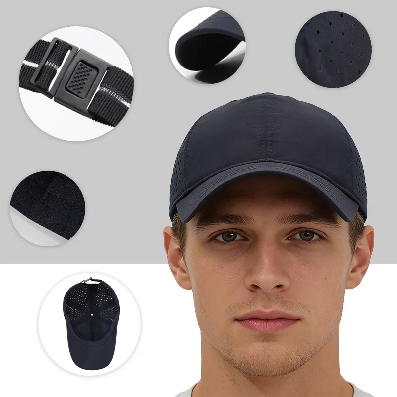 Men Women Quick Dry Baseball Cap Laser Cut Breathable Mesh Sun Hat Adjustable Outdoor Running Fishing Golf Sports Cap