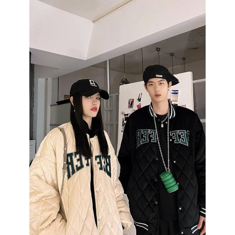 

Trendy Oversize American Street Sle Baseball Jaet Women's Spring Autumn Loose Cotton Outerwear Student Couple Clothes