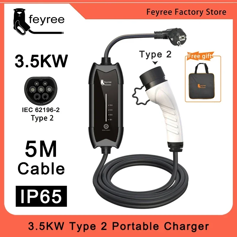 

3.5kw EV Charger 1Phase Electric Car Charger Type2 16A IEC62196-2 Charging Cable 5M cable Electric Car Charging Station