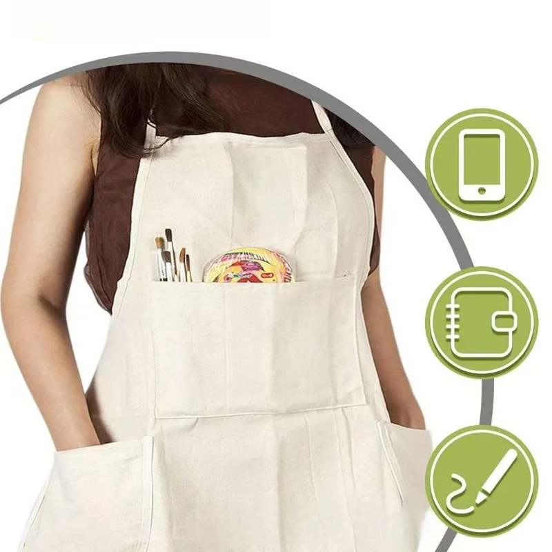 Hot Sale Unique Stylish Comfort Multi Functional Work Apron Adjustable Pocket Apron for Kitchen Workshop Painting Gardening