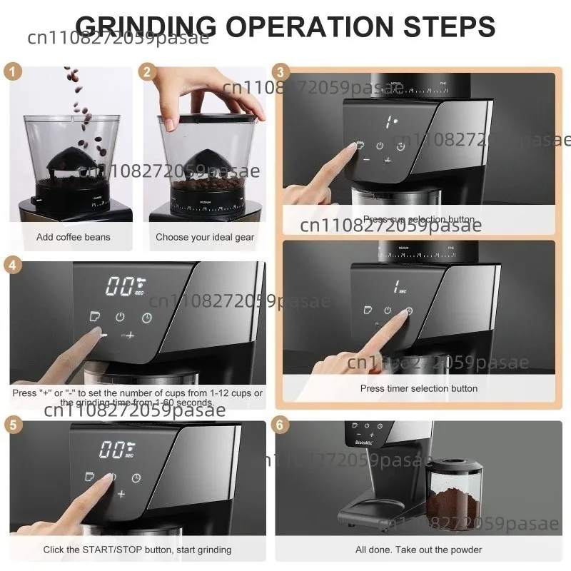 Electric Conical Burr Coffee Grinder, Coffee Mill, Powder Grinder