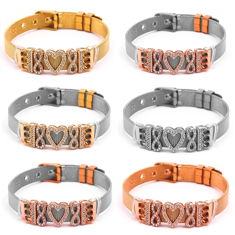 New Fashion 10mm Charm Bracelets Adjustable Couple DIY Mesh Keeper Bracelet Mujer For Women Men Jewelry Gift