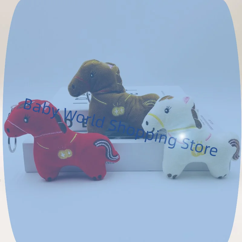 الكرتون ألعاب من نسيج مخملي المفاتيح لطيف زودياك الحيوان الحصان دمية حقيبة قلادة هدية عيد ميلاد