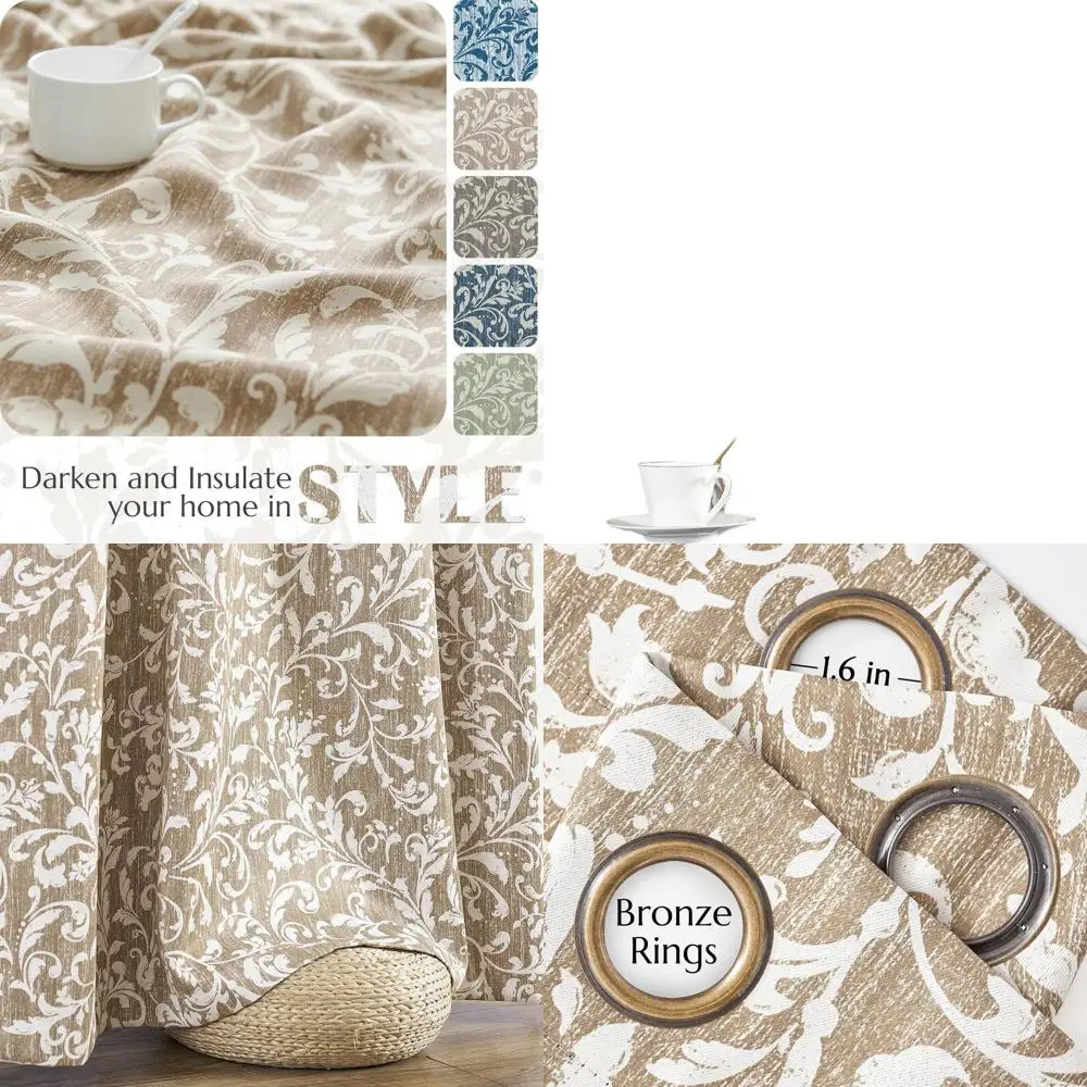 

96 теплоизолированных темно-серых цветочных штор с цветочным принтом, комплект из 2 панелей для гостиной и спальни, стиль люверсов