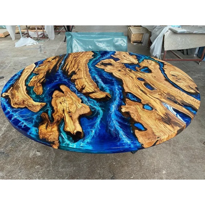 custom.Custom Solid Wood & Epoxy Resin Dining Table European Modern Design Home Furniture Hotel Use