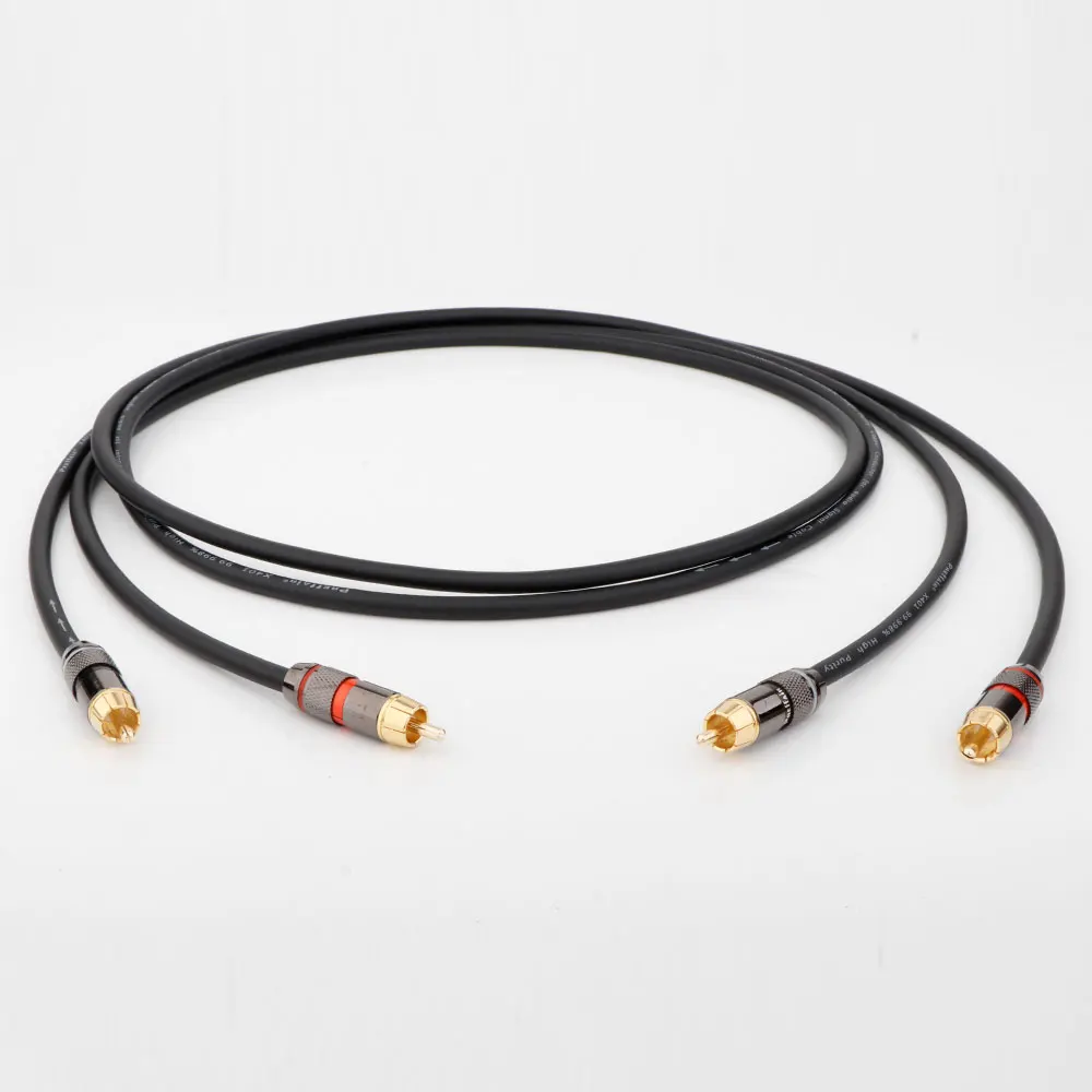 Paar 2RCA zu 2RCA Verbindungskabel 6N OFC Versilbertes RCA-Audiokabel für Heimkino DVD TV Verstärker CD – Detail 17