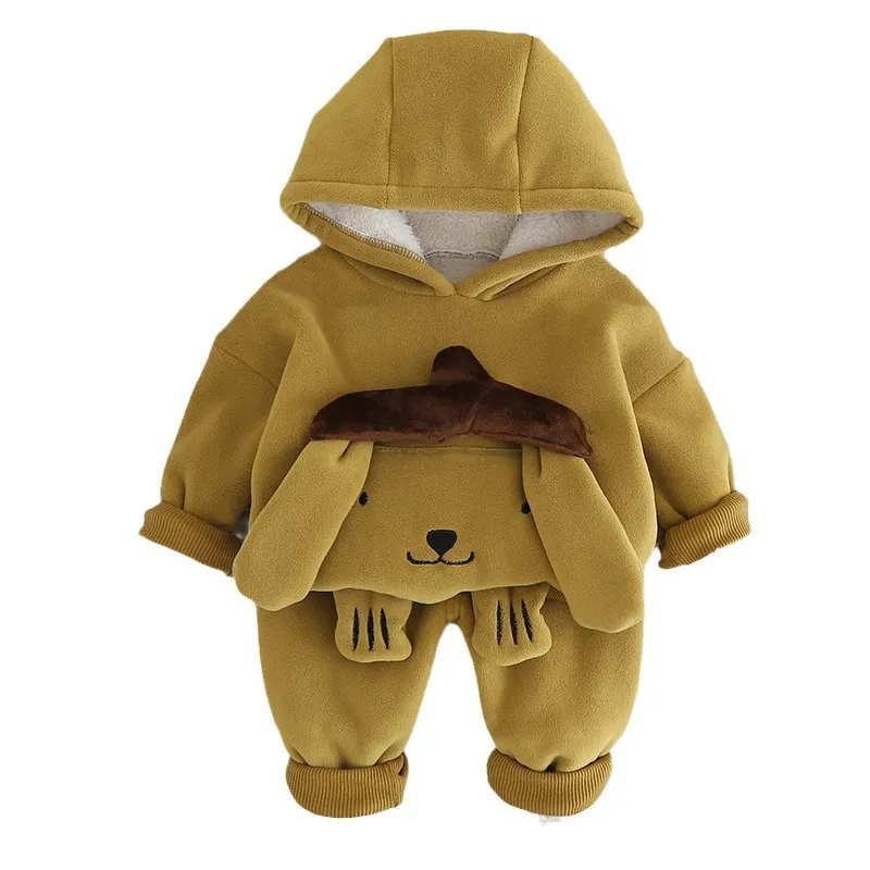

New Winter Fashion Baby Boys Clothes Set Children Thicken Warm Hoodies Pants 2Pcs/Sets Toddler Girls Clothing Kids Tracksuits