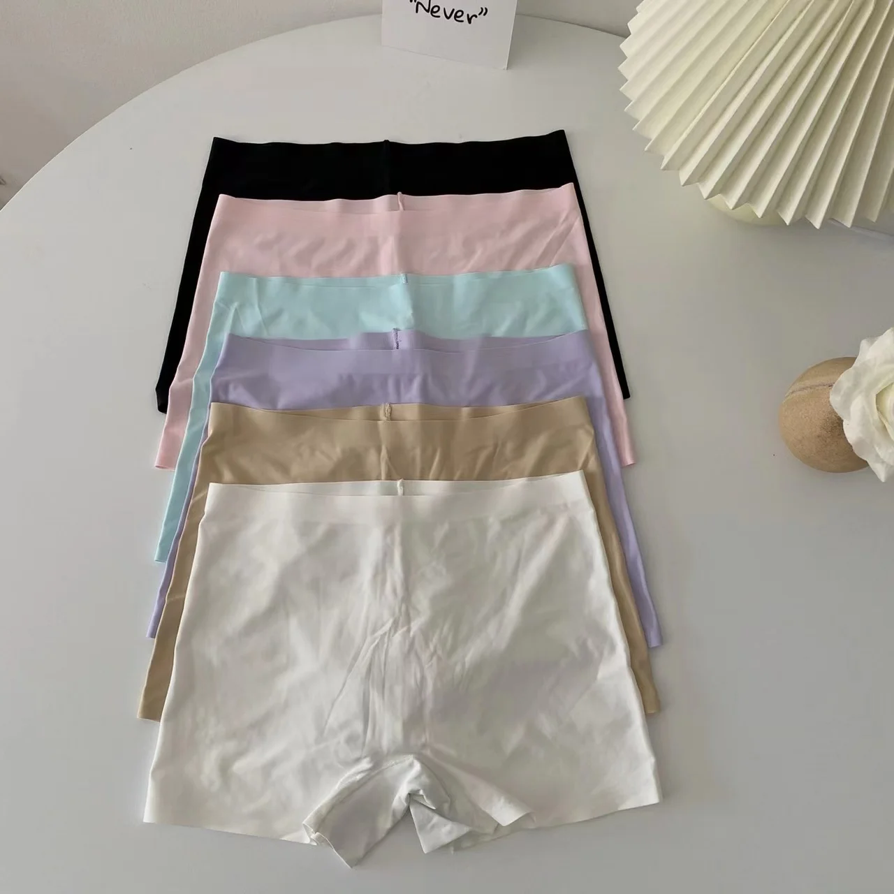 White Seamless Ice Silk Safety Pants Women's Summer Thin Tight No Hem Roll Ice Silk Shorts Can Be Worn outside Thin Model