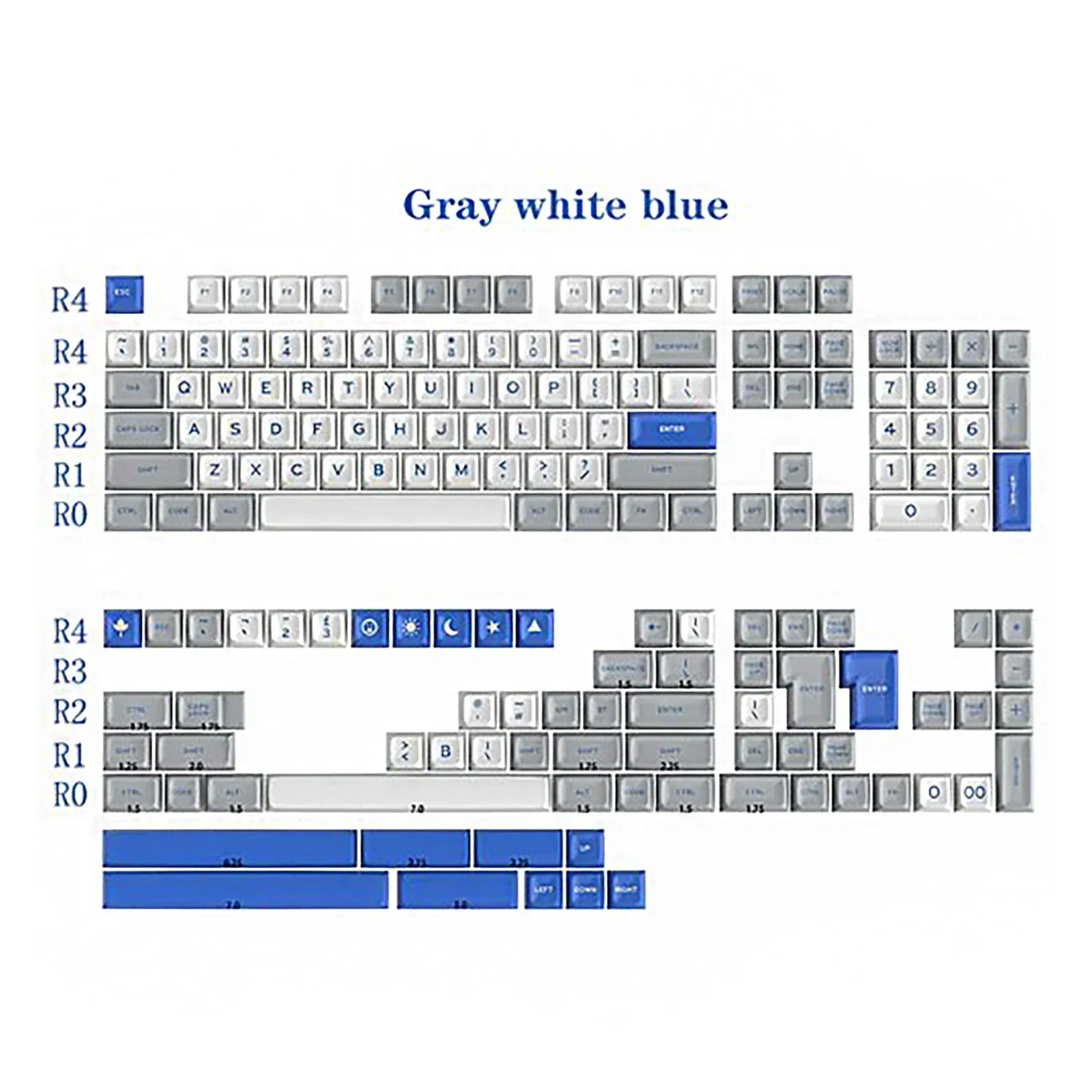 

Mechanical Keyboards DIY Keycap Set Grey White Blue Keycap Sets ABS Double Shot SA Profile Custom Keycaps