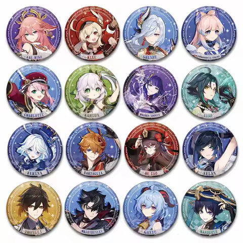 Anime Game Genshin Impact Klee Hu Tao Eula Nahida Chiori Badge Cute Cartoon Button Pin Clothes Backpack Round Brooch Accessories
