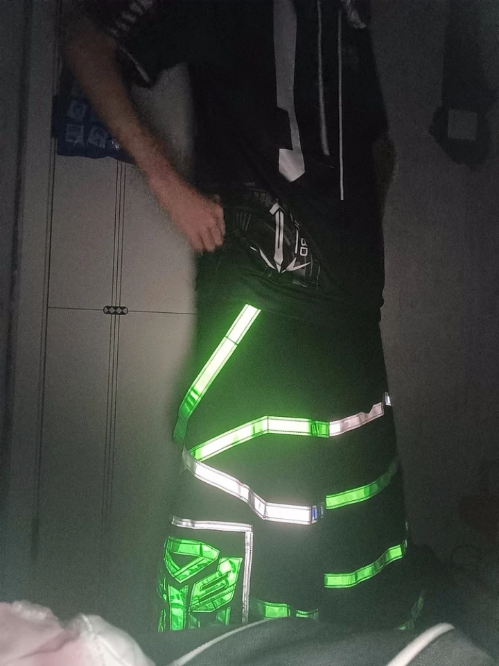 Melbourne Shuffle Dance Pants Cool Pattern Bell-bottoms Reflective Pants Luminous Pants Women Men Dancing Trousers Stock, image 3