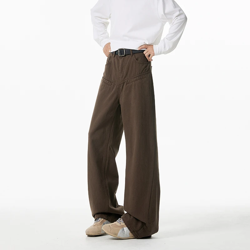 

American Style Straight Leg Loose Fit Workwear Trousers for Men Autumn Winter Trendy Handsome Long Pants Youth Popular