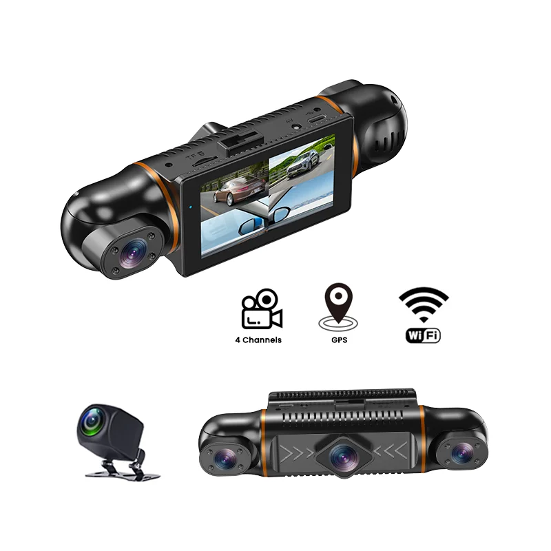 New Car DVR 3-inch WiFi Dashcam with Quad Recording and Simultaneous Display HD Parking Surveillance