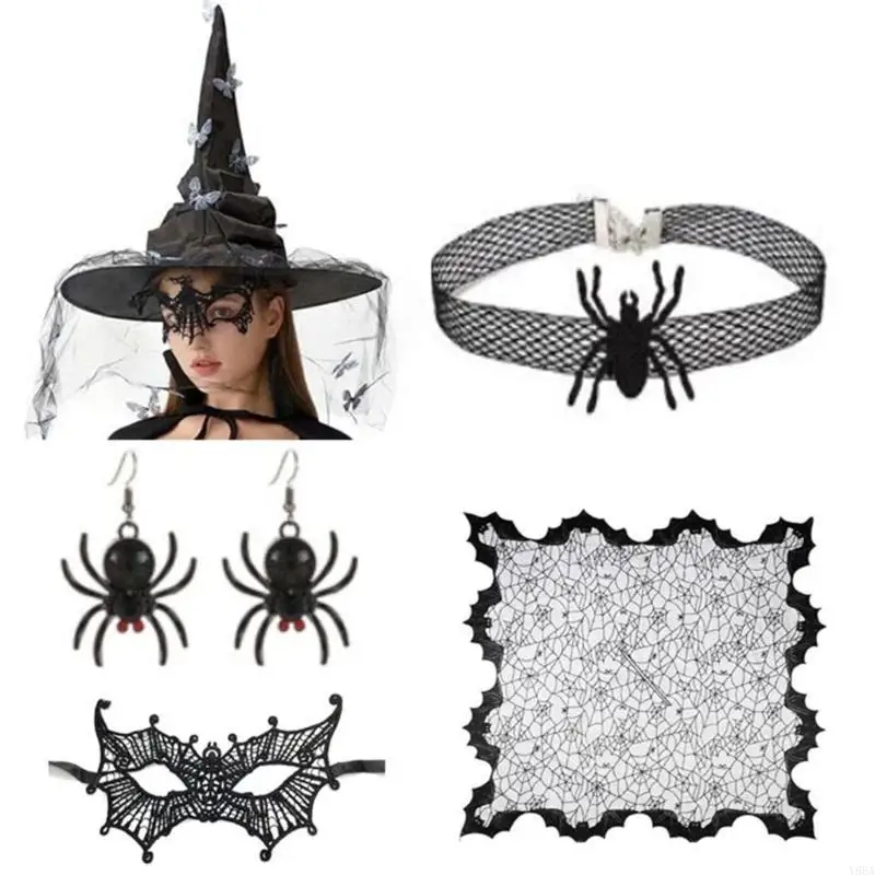 Y88A Phù thủy mũ mắt đeo vòng cổ bằng vòng cổ áo cổ phụ nữ Phụ nữ phụ kiện trang phục phù hợp