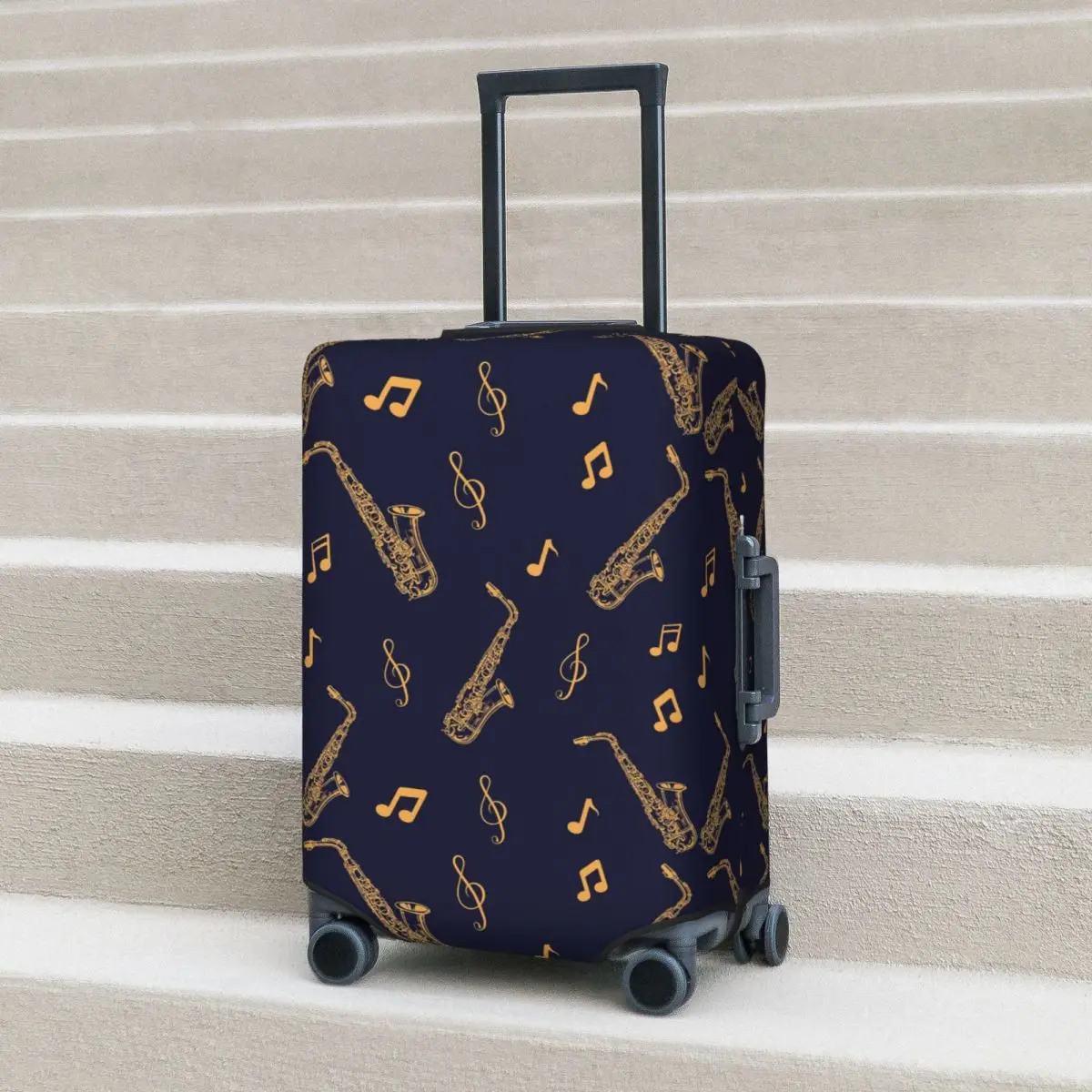 

Musical Saxophone Pattern Suitcase Cover Protection Elastic Travel Luggage Protector Covers for 18-32 Inch