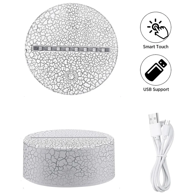 AK25-10Pcs الاكريليك ثلاثية الأبعاد LED قاعدة مصابيح الجدول ليلة مزهرية مضيئة مزودة بقاعدة 7 اللون ضبط ABS البطارية أو USB تعمل الإضاءة الملحقات