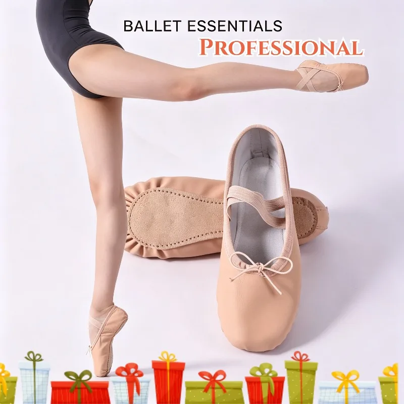 Leather Dance Shoes Soft Sole Ballet Kids Adult Professional Gymnastics Practice Dance Wear Breathable Dance Training Footwear