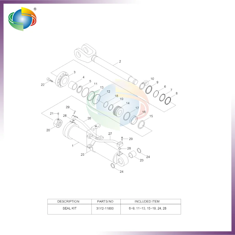 

31Y2-11800 31Y211800 BOOM/LIFT CYLINDER SEAL KIT FOR HYUNDAI WHEEL LOADER HL740-9 HL740-9A HL740-9B HL740-F HL740TM-9 HL740TM-9A