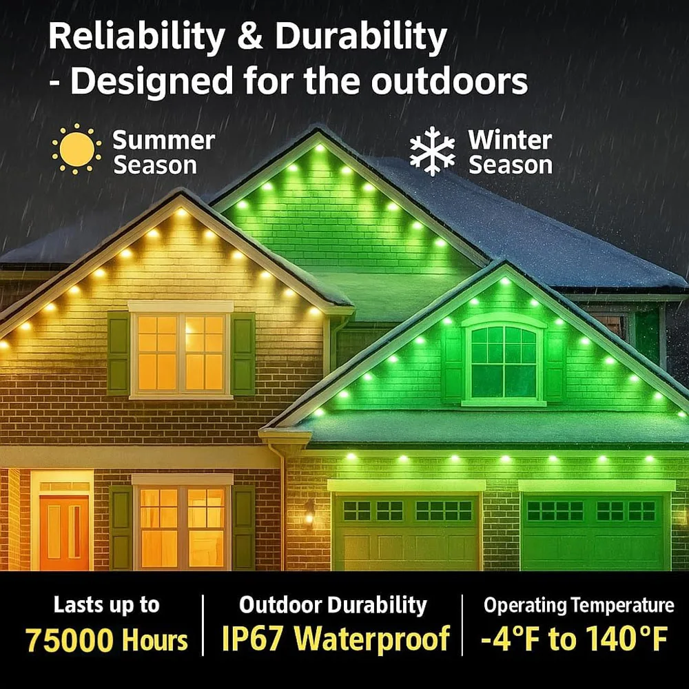 90 متر 180 المصابيح أضواء خارجية دائمة عيد الميلاد سلسلة أضواء IP67 مقاوم للماء الطنف ضوء مع أليكسا وجوجل لديكور الهالوين #4