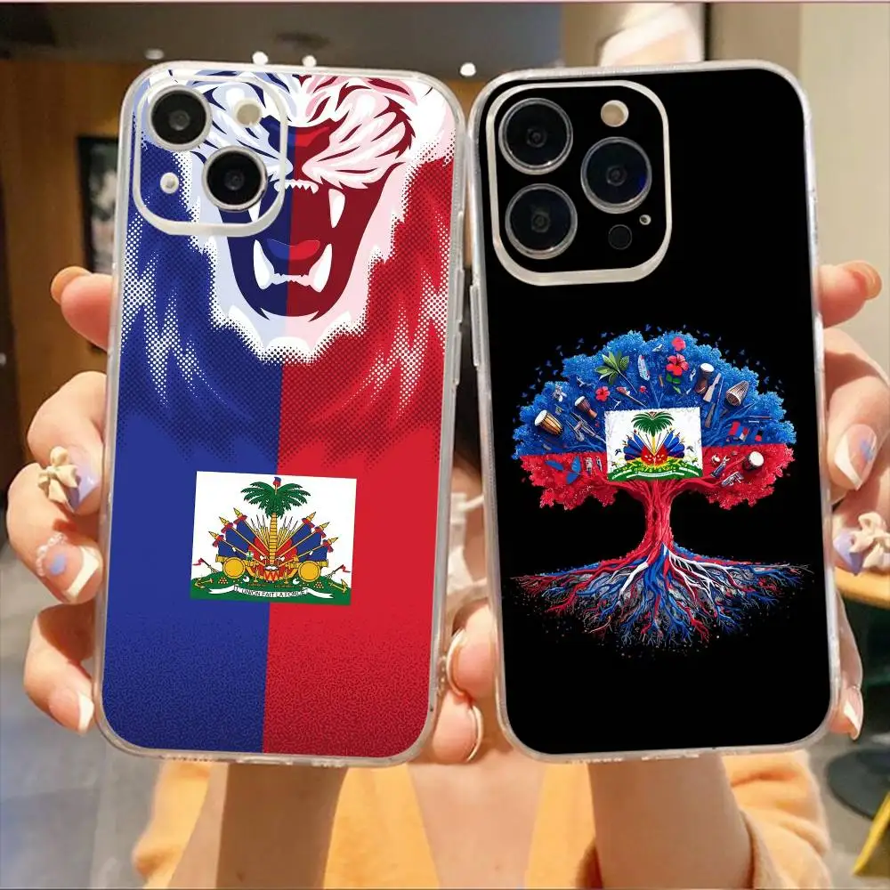 

Flag of Haiti Haitian Phone Case For iPhone17,16,15,14,13,12,11 Plus,Pro Max Soft Transparent Cover